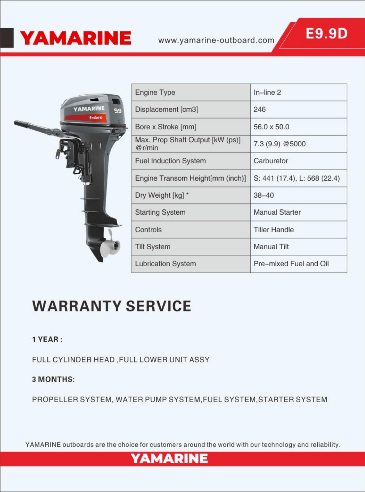 JAPAN YAMARINE E9.9DMH/E15DMH outboard motor replace 2 storke outboard engine 