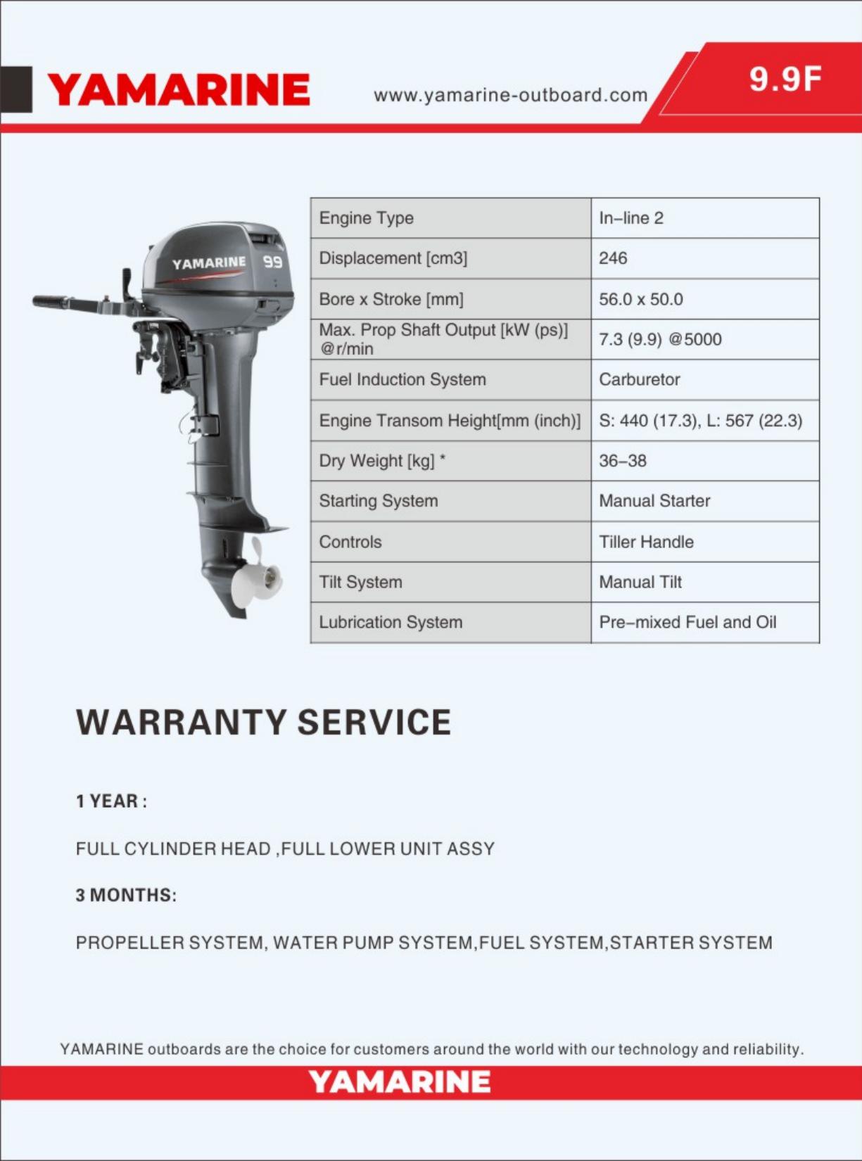 JAPAN YAMARINE 9.9FMH/15FMH outboard motor replace YAMAHA 2 stroke 9.9/15hp outboard engine