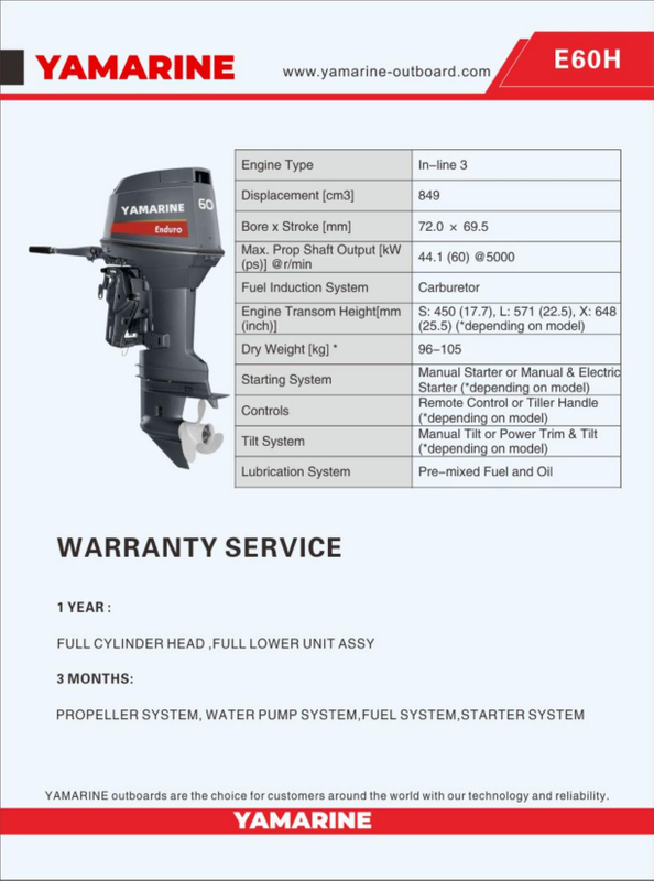 JAPAN YAMARINE 60HP outboard motor replace YAMAHA 2 stroke outboard engine