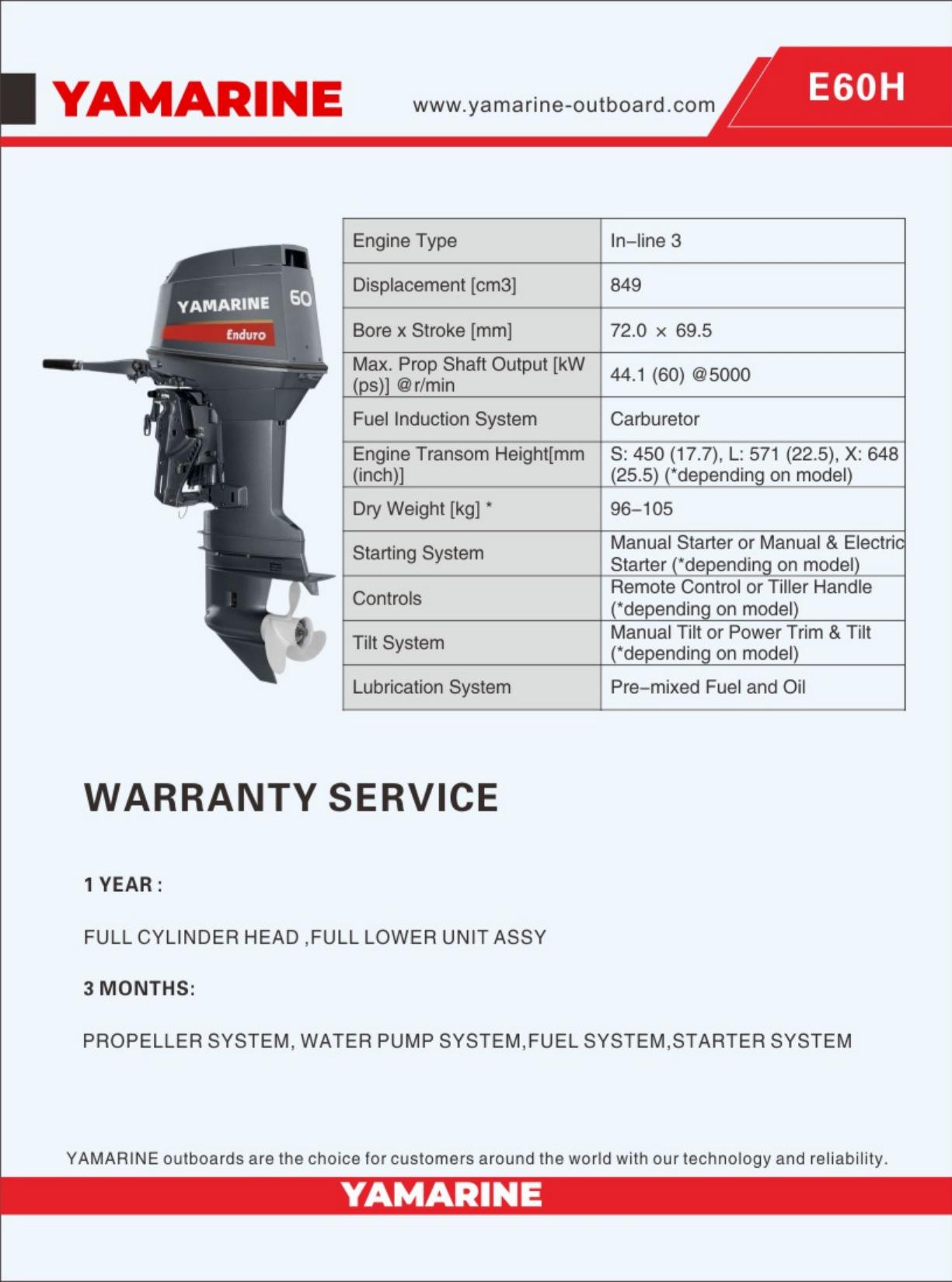 JAPAN YAMARINE 60HP outboard motor replace YAMAHA 2 stroke outboard engine