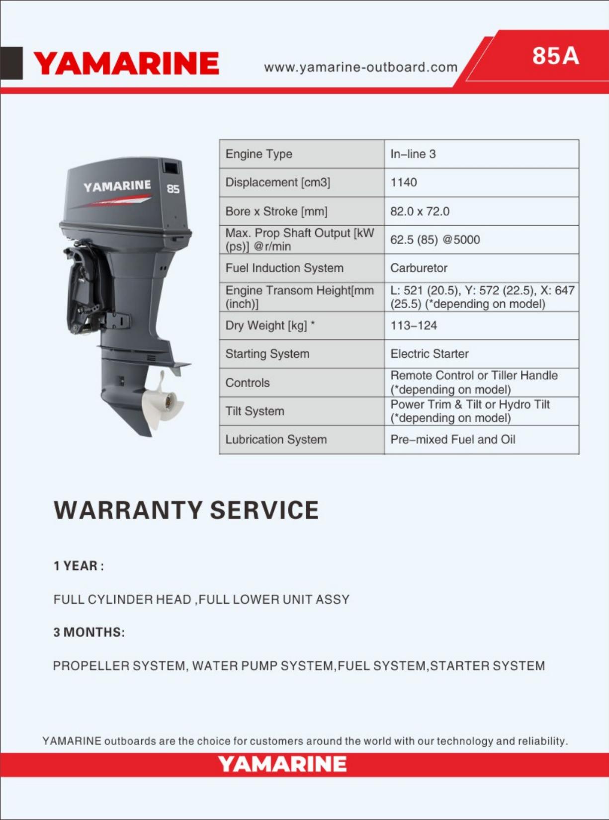 JAPAN YAMARINE 85HP outboard motor replace YAMAHA 2 stroke outboard engine